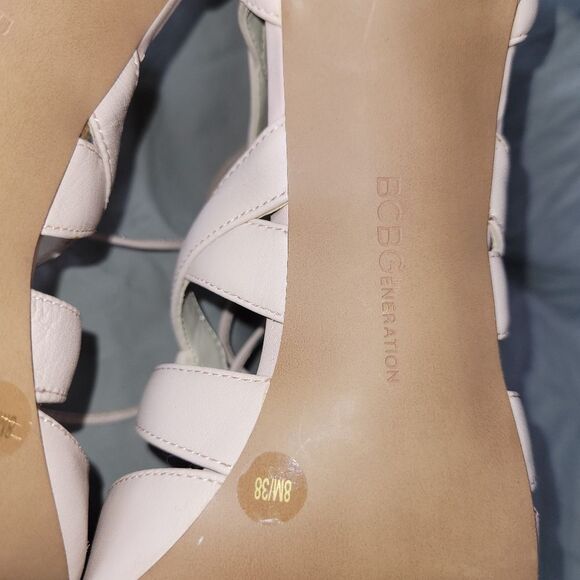 BCBGeneration size 8 blush pink Lace-up  Zipper Closure Open Toe Stiletto heel - Picture 6 of 9